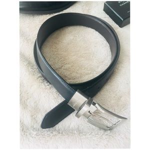 Tommy Hilfiger Genuine Leather Belt Black/Silver
